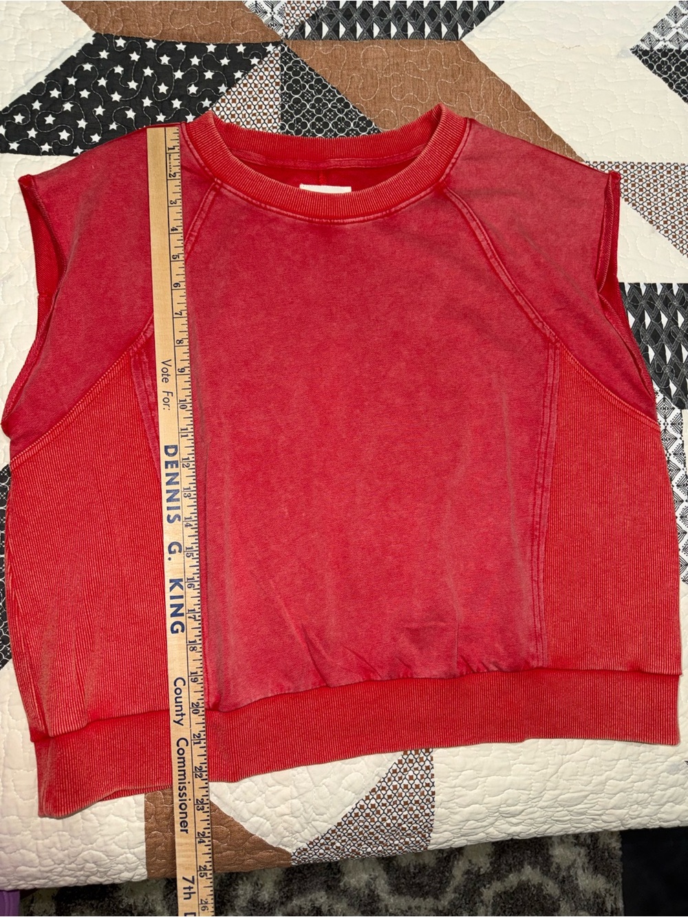 Umgee Red Sleeveless Sweatshirt Top - Picture 5 of 6